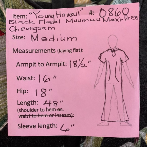 🌺 “Young Hawaii” Muumuu Maxi-Dress Cheongsam size M - Picture 9 of 12